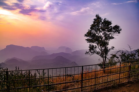 Sunset view of the Satpuras from Dhoopgarh, Pachmarhi